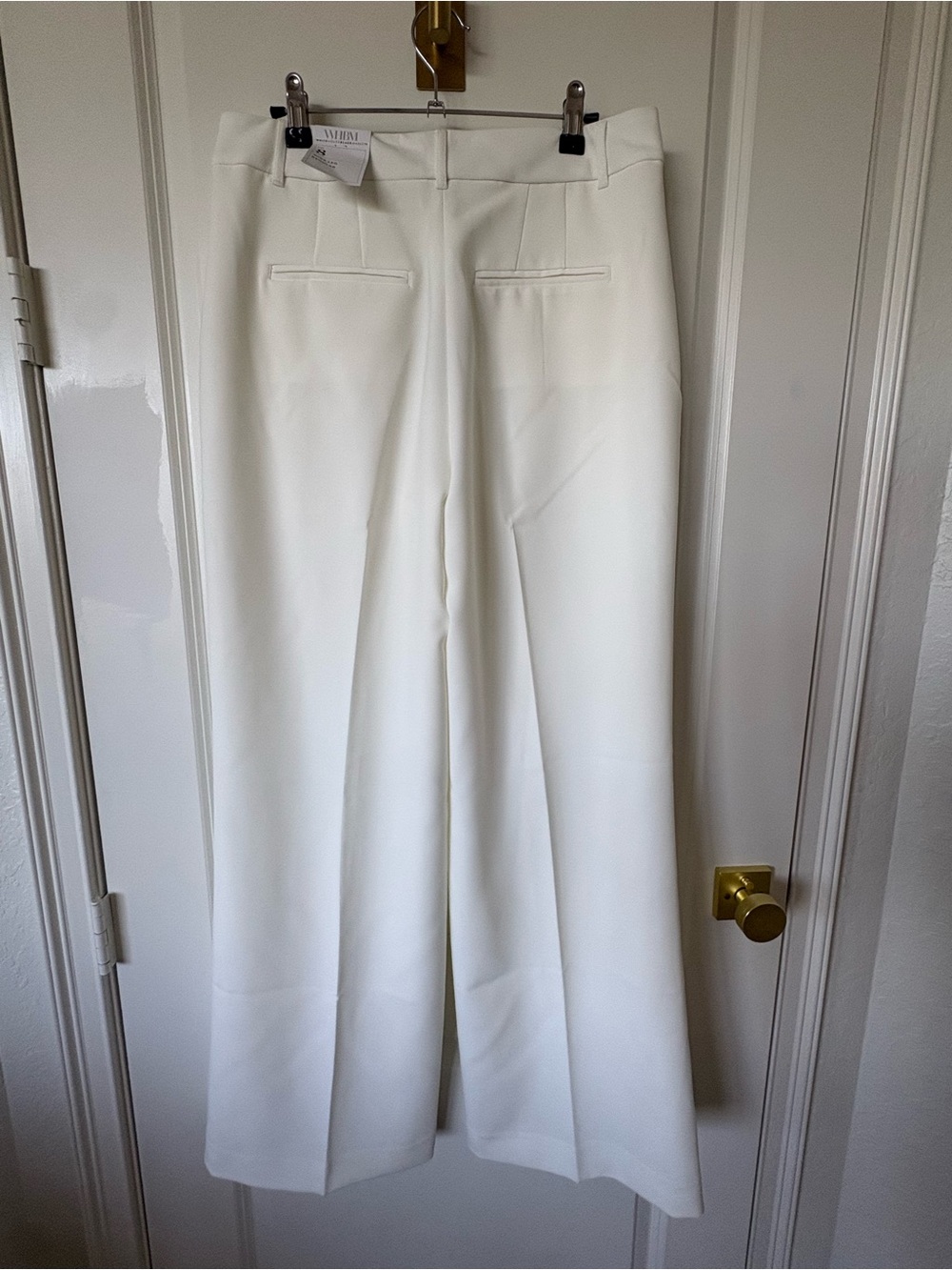 White House Black Market Wide-Leg Cream Dress Pants